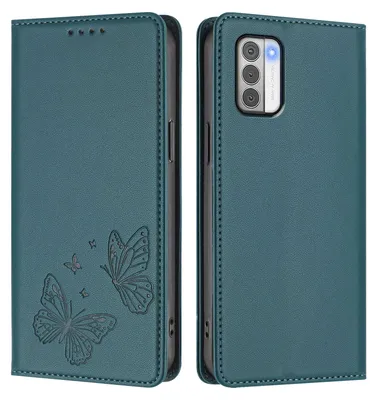 Image de Étui en cuir pour Nokia G42 / Nokia G310, motif papillon, étui à rabat avec porte-appareil, vert