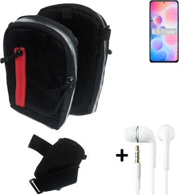 Produktbild von K-S-Trade Outdoor Gürteltasche Holster Umhängetasche + Kopfhörer kompatibel mit UMIDIGI A9 Max schwarz Handy Tasche Case travelbag Schutzhülle