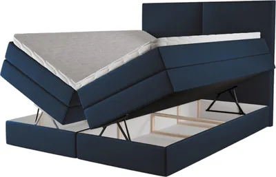 Produktbild von Kontinentales Boxspringbett Judith 160x200 – Polsterbett mit Bettkasten, 3 Matratzen, elegantes Stauraumbett, Boxspringbetten Samt Piano 28