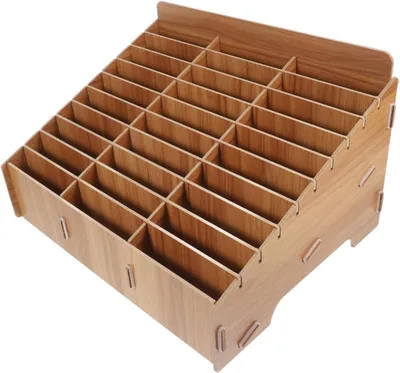 Image de Support mural pour stylos, 30 compartiments, 31,5 x 23,5 cm, couleur marron, en bois, pour salle de classe