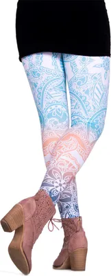 Produktbild von cosey - bedruckte bunte Plus Size Leggins - verschiedenen Muster (Einheitsgröße) - Design Bunte Federn