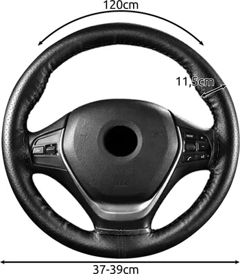 Obrázok produktu pre Poťah volantu auta 37-39 cm protišmykový kožený vzhľad na leto a zimu Univerzálne autopríslušenstvo interiér čierny 25304