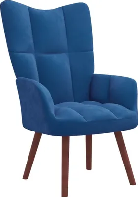 Image de The Living Store fauteuil inclinable en velours bleu