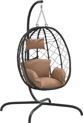 Produktbild von vidaXL Hängesessel mit Kissen Taupe Poly Rattan & Stahl