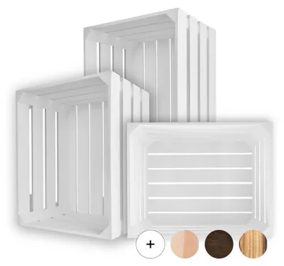 Productafbeelding van Creative Deco 3 x Natuurlijke Houten Kist Witte, 50 x 40 x 30 cm