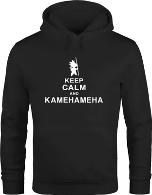 Produktbild von Hoodie Herren Keep Calm and Kamehameha Son Goku Dragonball Moonworks® schwarz XL