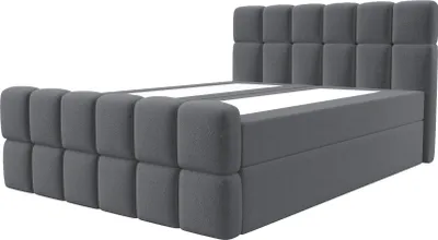Produktbild von Bett Boxspringbett SELA ohne Topper mit Bettkästen - Doppelbett, Stauraum, Schlafzimmer, Polsterbett, Bettgestell (160x200, Dunkelgrau - Fredo 40)