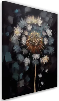 Immagine prodotto di Quadro su tela Dente di leone Fiore dipinto Natura 60x90 Feeby Nero quadro per la parete pronto per essere appeso