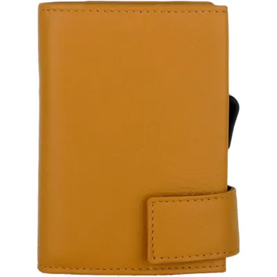 Produktbild von SecWal Kartenetui mit Münzfach Reißverschluss Geldbörse Leder gelb, Gelb, Aluminium, Leder, Einfarbig, Tasche, Knopf, Reißverschluss, 80 g