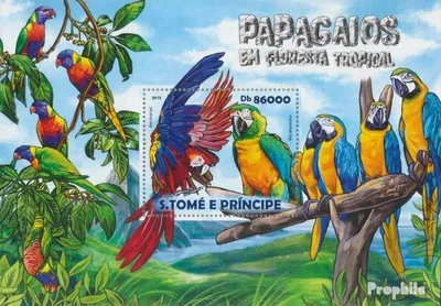 Produktbild von Briefmarken Sao Tome e Principe 2015 Mi Block 1083 (kompl. Ausgabe) postfrisch Regenwaldpapageien