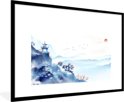 Produktbild von MuchoWow® Gerahmtes Poster Malerei - Ölfarbe - Natur 90x60 cm - Poster mit Schwarzem Bilderrahmen Wandposter Rahmen Foto Bilder - Wanddekoration - Fotos
