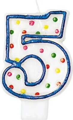 Produktbild von Celebrations Zahlenkerze 5 Mit Bunten Punkten Für Geburtstagstorte