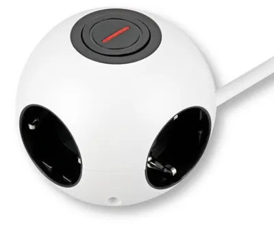 Produktbild von REV PowerGlobe Steckdosenwürfel - mit Schalter, 1,4m, 3500W, schwarz-weiß
