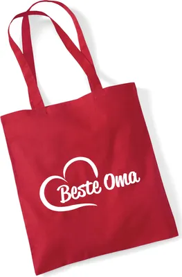 Produktbild von Huuraa Jutebeutel Beste Oma Herz 10 Liter Classic Red Baumwolle Tasche Geschenkidee