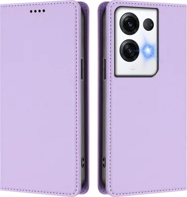 Image de Étui en cuir pour Oppo Reno8 Pro 5G, étui à rabat magnétique en cuirPolyuréthaneavec support, violet clair