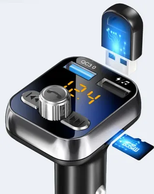 Produktbild von Auto Bluetooth FM Transmitter, Leuchte Drahtloser Radio Kfz Empfänger Adapter, Dual USB 100W Schnellladegerät