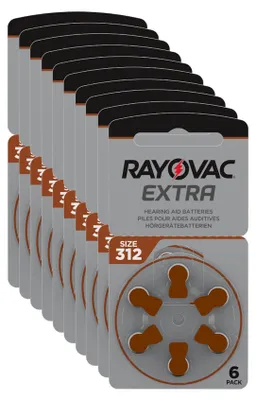 Produktbild von Rayovac 10x Extra Advanced Gr. 312 - 6er Blister Hörgerätebatterien PR41 Braun 24607 312AU-6XEMF