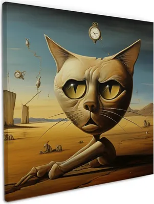 Produktbild von Wallario Premium Leinwandbild Katze als Zeitwächter in Größe 50 x 50 cm