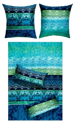 Produktbild von Flanellbettwäsche mit Wendekissenbezug blau Größe 80x80 cm / 135x200 cm - für die kühle Jahreszeit, warmhaltend, temperaturregulierend, mit Reißverschluss