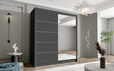 Obrázek produktu pro Dvoudveřová skříň se zrcadlem NICA - šířka 180 cm, černá