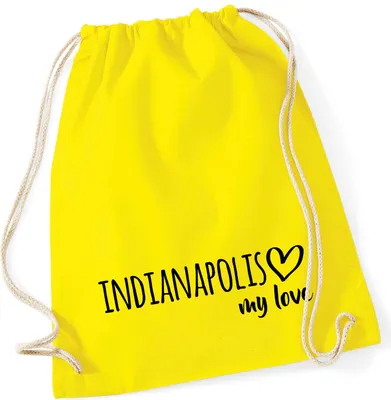 Produktbild von Huuraa Turnbeutel Indianapolis my love 12 Liter Yellow Baumwolle Rucksack Geschenkidee