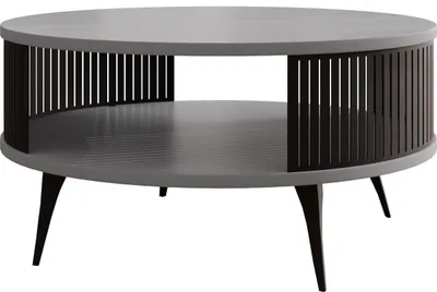 Produktbild von MIRJAN24 Couchtisch Roenni, Wohnzimmer Kaffeetisch, Beine und Seiten aus Stahl (Farbe: Schwarz / Arktisches Weiß)