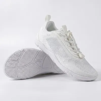 Produktbild von Nullabsatz-Sohle Barfußschuhe für Damen und Herren, Atmungsaktive Laufschuhe, Sportschuhe mit breitem Zehenbox - BAREON AERO Weiß Grau 40