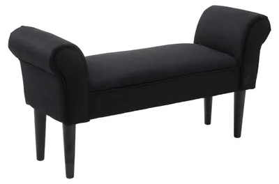 Produktbild von Sitzbank Flur, Polsterbank Schlafzimmer, gepolsterte Bank, Schwarz  |  17,5 cm Polsterung  |  bis 130 kg  |  102 x 36 x 51 cm