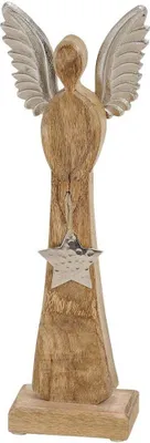 Produktbild von Engel stehend Holz & Metall Stern silber