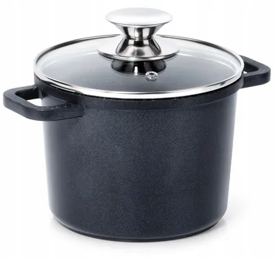 Produktbild von Hoher Granittopf mit Glasdeckel, 2 l, zum Kochen und Schmoren