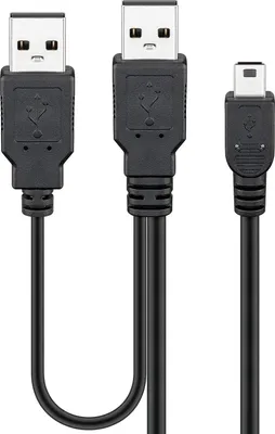 Obrázek produktu pro Goobay 0.6 m 2 x USB A/mini USB B, 0,6 m, Mini-USB B, 2 x USB, USB 2.0, Samec/samec, Černá