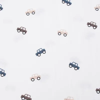 Produktbild von Jersey Baumwolljersey Baby und Kinderstoff Meterware Autos wollweiß 150cm