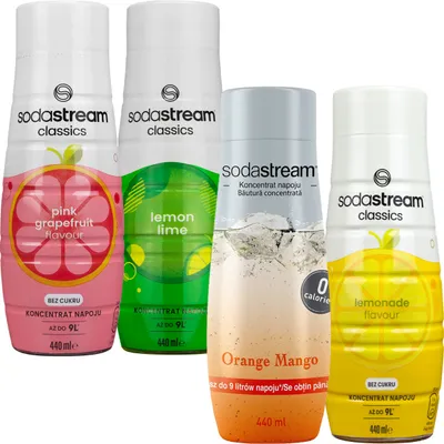 Image de Sodastream Sirop Set 4x440ml Citron Pamplemousse Orange Mango Zero
