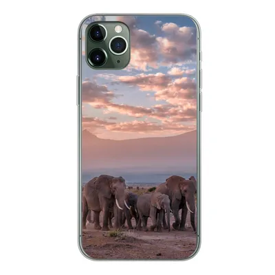 Produktbild von MuchoWow® Handyhülle Schutzhülle Hülle für iPhone 11 Pro Max Elefant - Tiere - Abend - Landschaft - Savanne Silikon Softcase Handy Hülle - Schutz