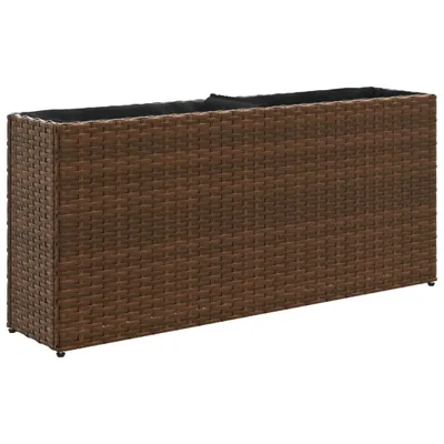 Zdjęcie produktu dla vidaXL Podwyższone łóżko z 2 przegrodami Brązowe 90x20x40 cm Poli rattan