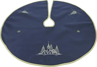 Produktbild von heimtexland ® Weihnachtsbaumdecke Baumständer Schürze 90 cm Weihnachten Dekoration Christbaumdecke Typ618 Royal Blau