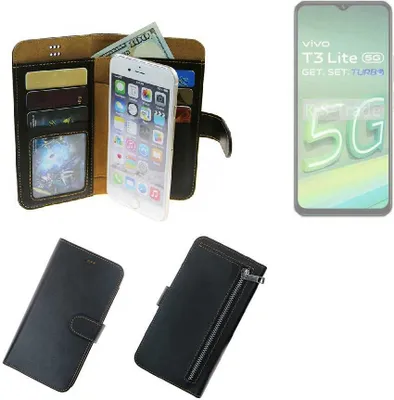Produktbild von K-S-Trade Schutz Hülle kompatibel mit Vivo T3 Lite 5G Klapphülle Case Phone cover Slim Handytasche Handy Hülle schwarz aus Kunstleder (1 Stk)