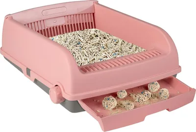 Produktbild von Halbautomatische Katzentoilette, spritzwassergeschützt, rosa