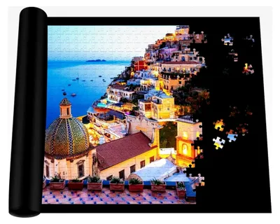 Produktbild von Puzzlematte für bis zu 1500 Puzzleteile, praktisches Zubehör zur Aufbewahrung von Puzzles (Schwarz)