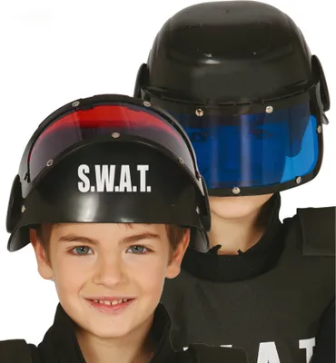 Immagine prodotto di Polizia Swat casco bambini ruolo giocare accessorio carnevale casco blu rosso, colore: nero