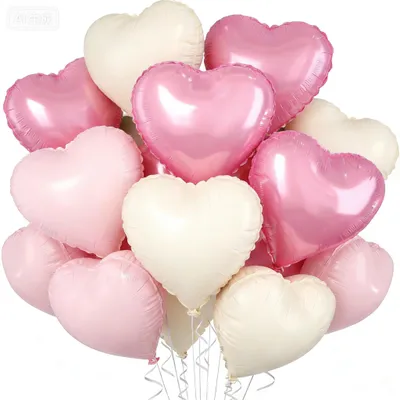 Immagine prodotto di Palloncini a forma di cuore, 45 cm, confezione da 12 pezzi, rosa e bianchi, ideali per feste