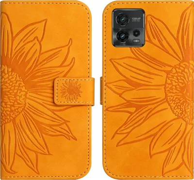 Produktbild von Mobigear Sunflower  Motorola Moto G72 Hülle Klapphülle Geldbörse - Cognac