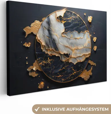Obrázek produktu pro OneMillionCanvasses® - Obrazy na plátně - Umění - Zlatá - Černá - Moderní - Abstraktní, nástěnné umění, nástěnné dekorace Obývací pokoj, 120x80cm