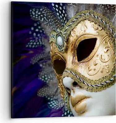 Produktbild von Bild auf Leinwand - Leinwandbild - Maske Gesicht Mysterium - 70x70cm - Wand Bild - Wanddeko - Leinwanddruck - Bilder - Kunstdruck - Wanddekoration - Leinwand bilder - Wandkunst - AC70x70-0147