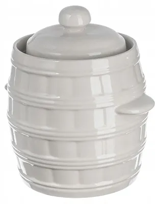 Obrázok produktu pre Keramická nádoba na kyslé zelie a uhorky – objem 5 litrov – s okrajom – opakovane použiteľná – bez BPA – biela