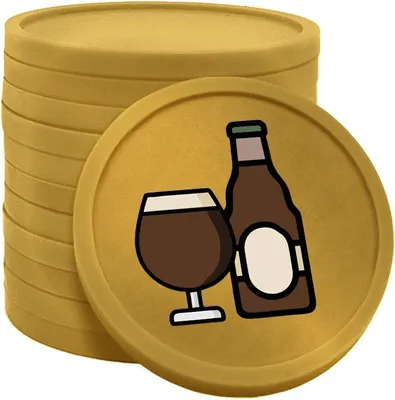 Produktbild von CombiCraft Kunststoff Wertmarken Chips Bierflasche und -Glas in Gold- 100 Stück - Ø29 mm