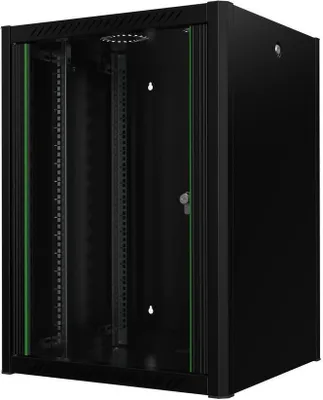 Produktbild von LOGON RWP16U56BL, Wandmontiertes Regal, 16U, Sperrschloss, 30,5 kg, Schwarz