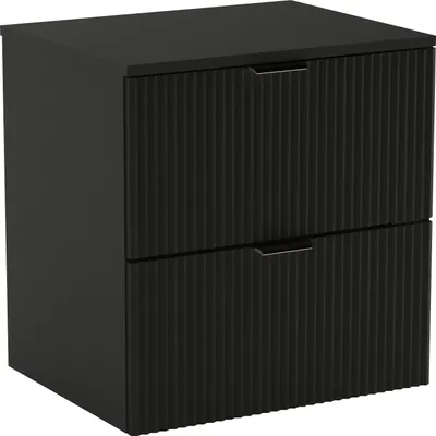 Obrázok produktu pre WENA Skrinka pod umývadlo 60 cm, rebrované čelá, kovové úchyty v zlatej farbe (farba: čierna)