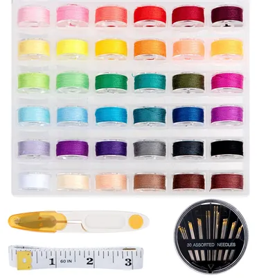 Nähmaschinenspulen-Set 36 Farben + Nadeln + Schere + Maßband