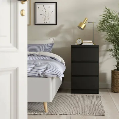 Image de Accudino - Commode, 40x50x70h cm Noir, 3 tiroirs